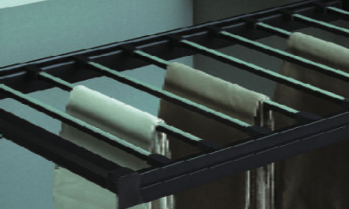 Slide-out trouser rack with parallel rails