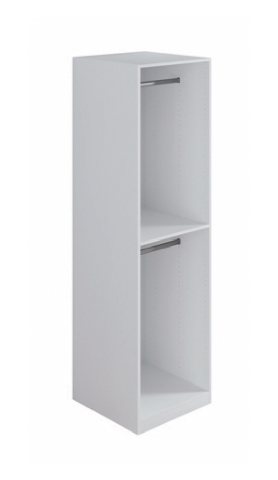 Tall white wardrobe section with two hanging rails